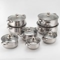 High-Quality Cookware Stainless Steel Soup Pot With Glass Lid (16pcs)