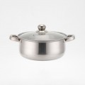 High-Quality Cookware Stainless Steel Soup Pot With Glass Lid (16pcs)