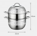 32CM 3 Layer High Quality Multi-Function Stainless Steel Steamer Pot Cookware