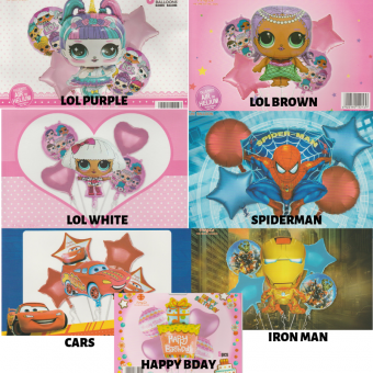 5pc/set Cartoon Foil Balloon Inflatable Helium Balloon Kids Party Decor