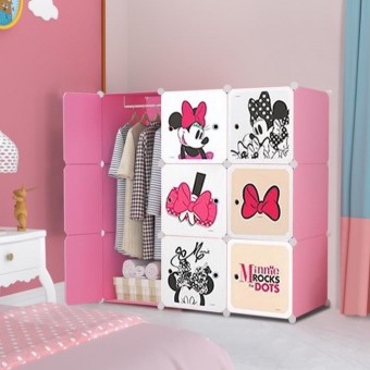 MINNIE PINK 9C DIY Rack Storage Cabinet Wardrobe With Almari Hanger (ME9P)