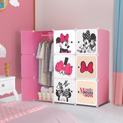 MINNIE PINK 9C DIY Rack Storage Cabinet Wardrobe With Almari Hanger (ME9P)