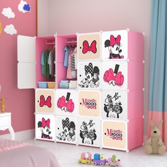 MINNIE PINK 16C DIY Rack Storage Cabinet Wardrobe With Almari Hanger (ME16P)