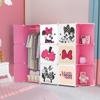 MINNIE PINK 9C DIY Rack Storage Cabinet Wardrobe Corner Rack With Almari Hanger (ME9CP)
