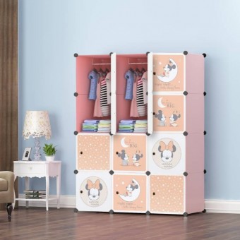 BABY MINNIE 12C DIY Rack Storage Cabinet Wardrobe With Almari Hanger (BM12P)