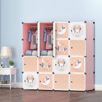 BABY MINNIE 16C DIY Rack Storage Cabinet Wardrobe With Almari Hanger (BM16P)