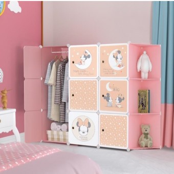 BABY MINNIE 9C DIY Rack Storage Cabinet Wardrobe Corner Rack With Almari Hanger (BM9CP)