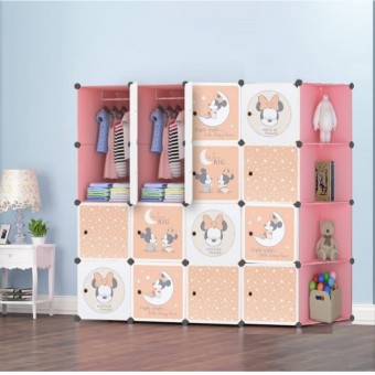 BABY MINNIE 16C DIY Rack Storage Cabinet Wardrobe Corner Rack With Almari Hanger (BM16CP)