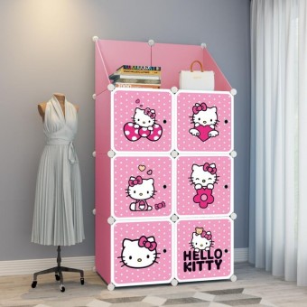HELLO KITTY PINK 6C Upper Rack DIY Rack Storage Cabinet Wardrobe (KT6UR)