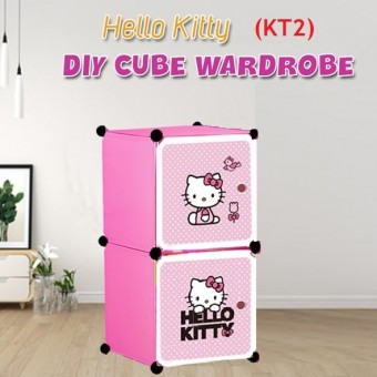 HELLO KITTY 2C DIY Rack Storage Cabinet Wardrobe (KT2)