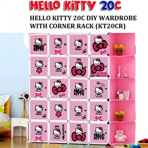 HELLO KITTY 20C DIY Rack Storage Cabinet Wardrobe Corner Rack With Almari Hanger (KT20CR)