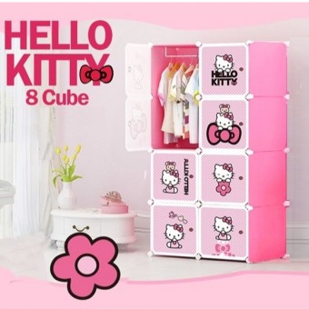 HELLO KITTY 8C DIY Rack Storage Cabinet Wardrobe With Almari Hanger (KT8)