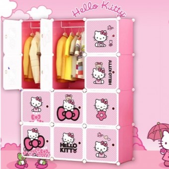 HELLO KITTY 12C DIY Rack Storage Cabinet Wardrobe With Almari Hanger (KT12)