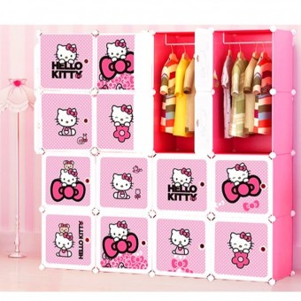 HELLO KITTY 16C DIY Rack Storage Cabinet Wardrobe With Almari Hanger (KT16)