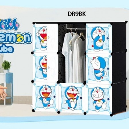 DORAEMON BLACK 9C DIY Rack Storage Cabinet Wardrobe With Almari Hanger (DR9BK)
