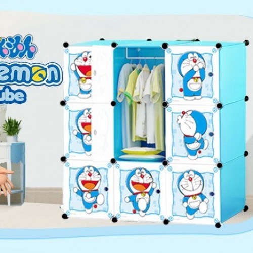 DORAEMON 9C DIY Rack Storage Cabinet Wardrobe With Almari Hanger (DR9)