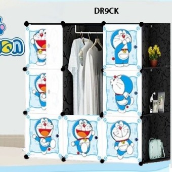 DORAEMON BLACK 9C DIY Rack Storage Cabinet Wardrobe Corner Rack With Almari Hanger (DR9CK)