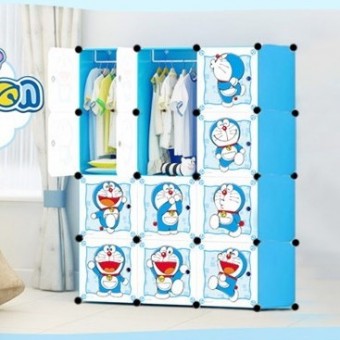 DORAEMON 12C DIY Rack Storage Cabinet Wardrobe With Almari Hanger (DR12)