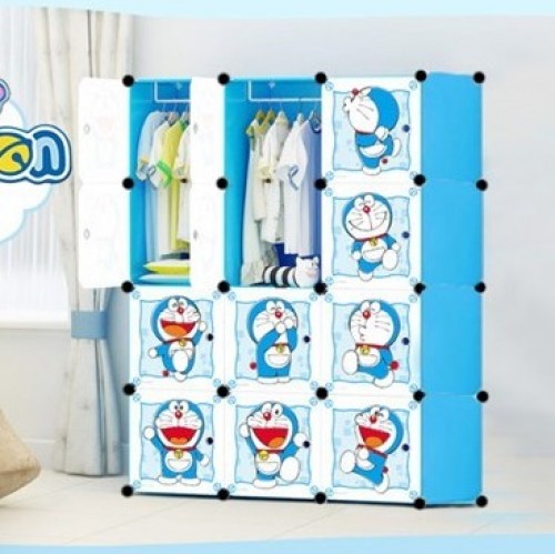 DORAEMON 12C DIY Rack Storage Cabinet Wardrobe With Almari Hanger (DR12)