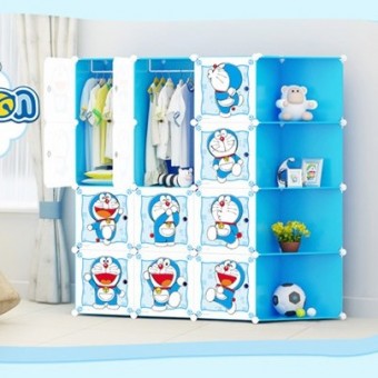 DORAEMON 12C DIY Rack Storage Cabinet Wardrobe Corner Rack With Almari Hanger (DR12CB)