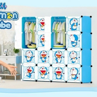 DORAEMON 16C DIY Rack Storage Cabinet Wardrobe With Almari Hanger (DR16)