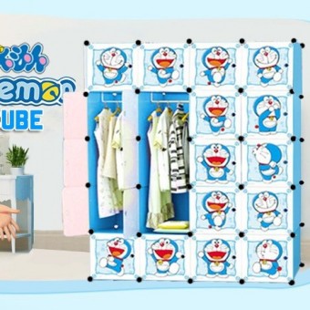 DORAEMON 20C DIY Rack Storage Cabinet Wardrobe With Almari Hanger (DR20)