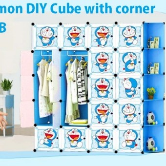 DORAEMON 20C DIY Rack Storage Cabinet Wardrobe Corner Rack With Almari Hanger (DR20CB)