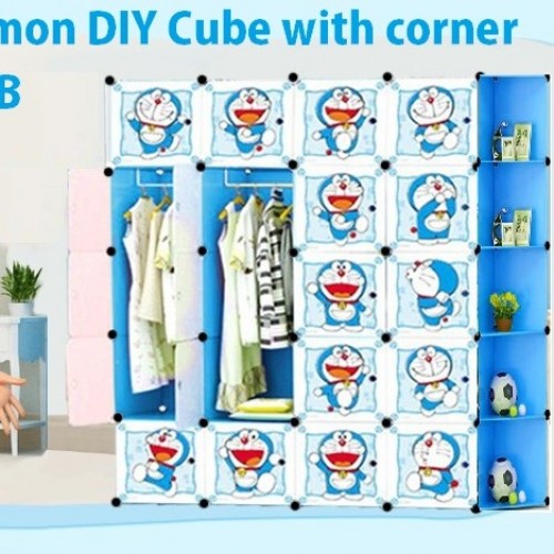DORAEMON 20C DIY Rack Storage Cabinet Wardrobe Corner Rack With Almari Hanger (DR20CB)