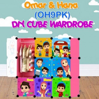 Omar & Hana PINK 9C DIY Rack Storage Cabinet Wardrobe With Almari Hanger (OH9PK)