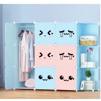 CUTTIE 9C DIY Rack Storage Cabinet Wardrobe Corner Rack With Almari Hanger (CT9CB)