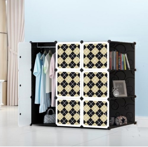 CHECKER BLACK 9C DIY Rack Storage Cabinet Wardrobe Corner Rack With Almari Hanger (CK9CK)