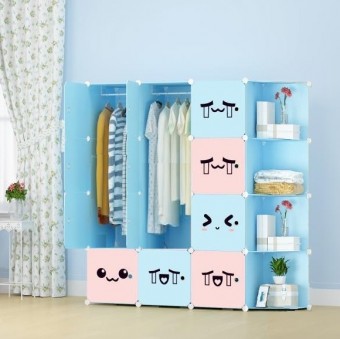 CUTTIE 12C DIY Rack Storage Cabinet Wardrobe Corner Rack With Almari Hanger (CT12CB)