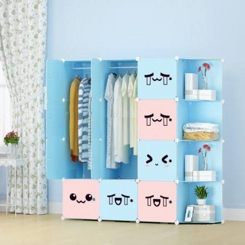 CUTTIE 12C DIY Rack Storage Cabinet Wardrobe Corner Rack With Almari Hanger (CT12CB)
