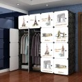 EURO BLACK 16C DIY Rack Storage Cabinet Wardrobe With Almari Hanger (EU16BK)
