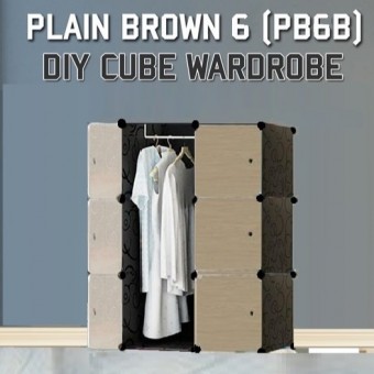 PLAIN BROWN 6C DIY Rack Storage Cabinet Wardrobe (PB6B)