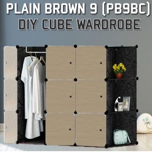 PLAIN BROWN 9C DIY Corner Rack Storage Cabinet Wardrobe With Almari Hanger (PB9BC)