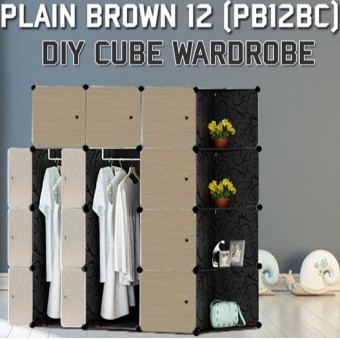 PLAIN BROWN 12C DIY Corner Rack Storage Cabinet Wardrobe With Almari Hanger (PB12BC)