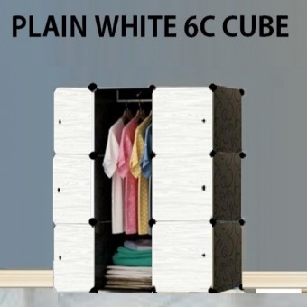 PLAIN WHITE 6C DIY Rack Storage Cabinet Wardrobe (PW6B)