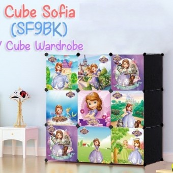 SOFIA BLACK 9C DIY Rack Storage Cabinet Wardrobe With Almari Hanger (SF9BK)
