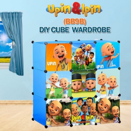 NEW Upin & Ipin BLUE 9C DIY Rack Storage Cabinet Wardrobe With Almari Hanger (BB9B)