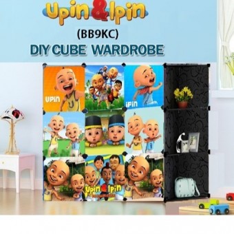 NEW Upin & Ipin BLACK 9C DIY Corner Rack Storage Cabinet Wardrobe With Almari Hanger (BB9KC)