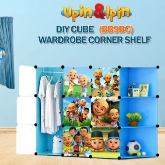NEW Upin & Ipin BLUE 9C DIY Corner Rack Storage Cabinet Wardrobe With Almari Hanger (BB9BC)