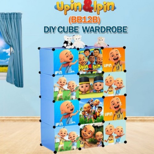 NEW Upin & Ipin BLUE 12C DIY Rack Storage Cabinet Wardrobe With Almari Hanger (BB12B)
