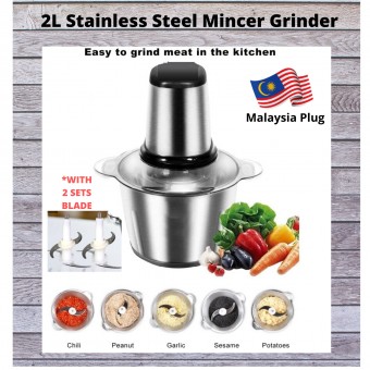 [PREORDER] ETA 12/6  2L Stainless Steel Electric Meat Mincer Chopper Food Processor Blender Grinder