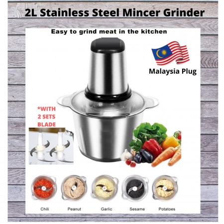 [PREORDER] ETA 12/6  2L Stainless Steel Electric Meat Mincer Chopper Food Processor Blender Grinder