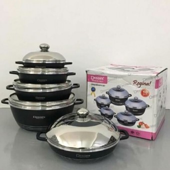 [PREORDER] ETA 5/6 DESSINI Periuk 10pcs Casserole Cooking Granite Set