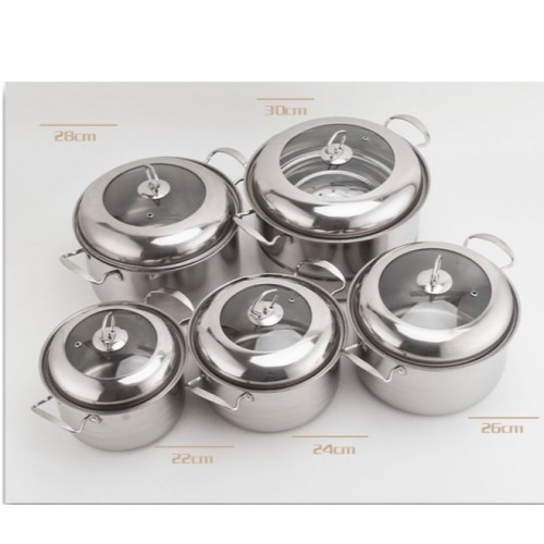 10pc High Quality Stainless Steel Pot Set Semi Glass Lid (10SSL)
