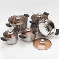 10pc High-Quality Cookware Stainless Steel Soup Pot With Brown Glass Lid (10SBL)