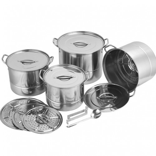 High Quality 8pc Stainless Steel Deep Stock Pot With Silver Lids (8SSL)