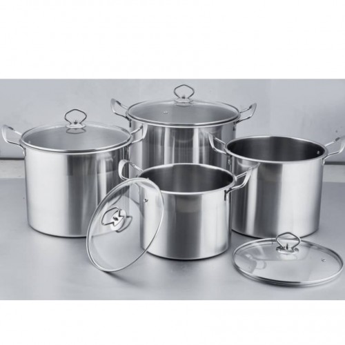 High Quality 8PC Stock Pot with Glass Lid (8GSP)